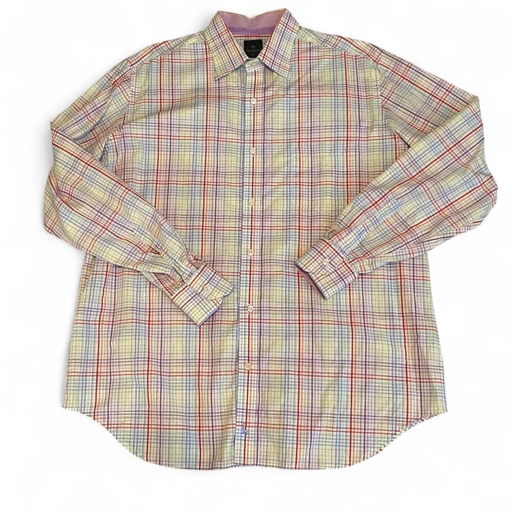Tailorbyrd Men's Pink Plaid Long Sleeve Button Up XL